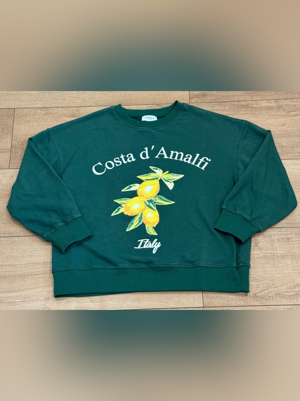 Gilli Green Ribbed Crewneck Sweatshirt